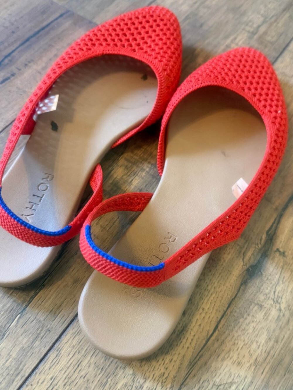 Rothy's The Almond Slingback Poppy Red Mesh Flats Size 9 - Picture 3 of 3
